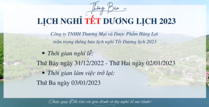 THÔNG BÁO NGHỈ TẾT DƯƠNG LỊCH 2023